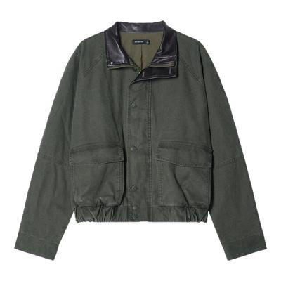 苍山绿中古感洗褪重磅飞行夹克