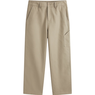 太平鸟男装 直筒纯棉休闲长裤青年工装时尚卡其色裤子潮流