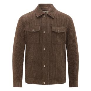 [85%鹅绒/羊毛蚕丝]梦特娇男士翻领羽绒服冬装条绒夹克外套保暖J