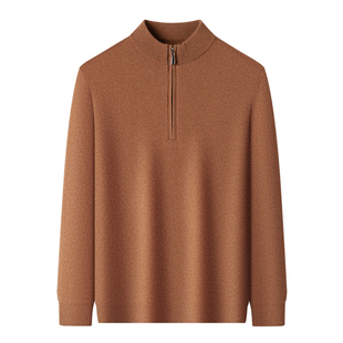 鹿王纯山羊绒男保暖舒适休闲加厚高端柔软半高拉链针织打底羊毛衫