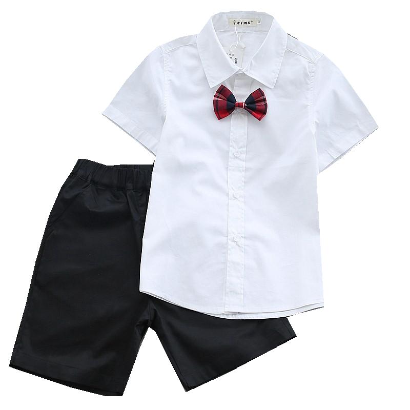 男童白色纯棉校服衬衫儿童衬衣
