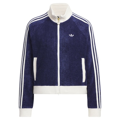 adidas阿迪达斯复古丝绒立领夹克春女三叶草双拉链针织外套JN0724