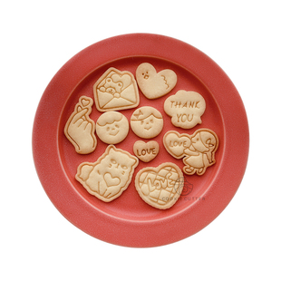 日式新款情人节9件套可爱卡通diy家用爱心比心LOVE烘焙饼干模具