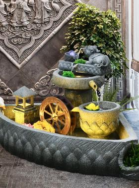 石墨假山流水喷泉室内玄关办公室店铺景观装饰循环水落地鱼池摆件