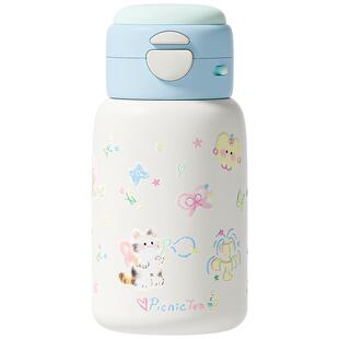 万兀儿童保温杯学生女孩上学专用水杯一盖双饮口吸管杯新款高颜值