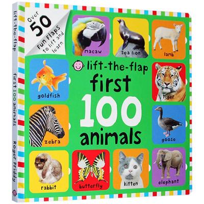 英文原版First 100 Animals100种动物认知翻翻精装Animals数字Numbers颜色Colors形状Shapes农场恐龙Dinosaurs first100words系列