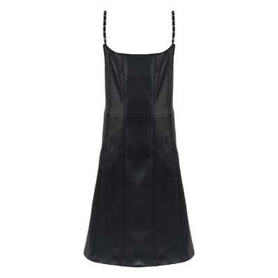 新款辣妹风黑色拉链皮裙