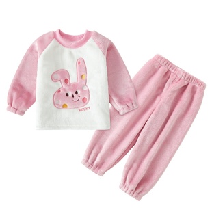 女童睡衣冬季加绒加厚珊瑚绒秋冬款儿童a类法兰绒宝宝家居服女孩