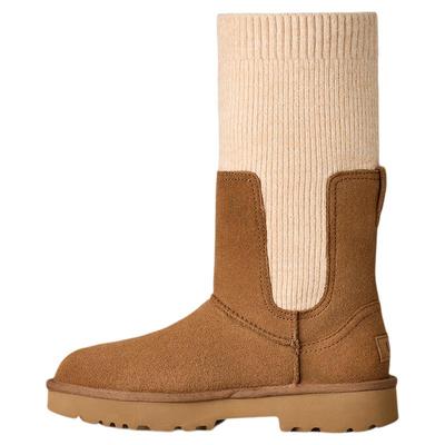 UGG低跟罗纹针织短筒切尔西靴