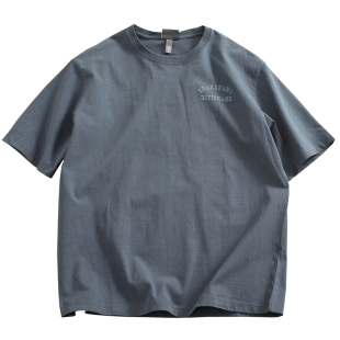 2025新款高克重重磅全棉短袖T恤衫男前后双面印花宽松落肩袖半袖T