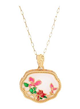 宫廷汉服珐琅彩如意平安锁吊坠项链仿和田玉妈妈款复古装国风首饰