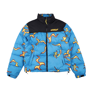 正确版本 GOLF WANG蓝色火焰羽绒棉服男女冬棉衣ins情侣外套加厚