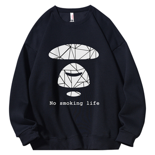 美式潮牌个性猿人圆领卫衣男女秋冬宽松百搭学生情侣加绒上衣外套