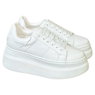 轻便厚底增高8cm爆款2026新款真皮春款松糕小个子休闲小白鞋女款