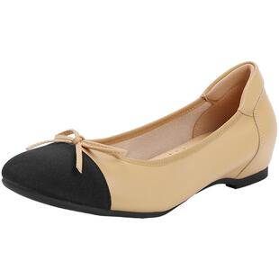 百丽女鞋小香风单鞋新款晚晚鞋羊皮软底平底鞋浅口鞋子Z8R1DAQ6预