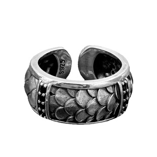 重工龙鳞戒指纯银男士复古国潮霸气宽版食指戒高级感新款男生指环