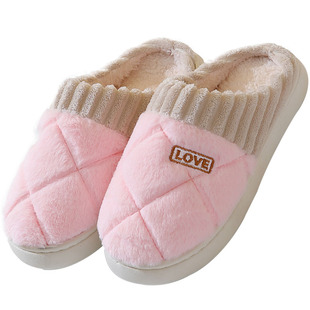 4双棉拖鞋女秋冬季一家四口居家用待客人用毛拖鞋男室内情侣冬天5