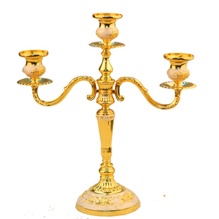 烛台摆件欧式复古三头五头烛台酒店婚庆烛台专用西餐厅烛光晚餐