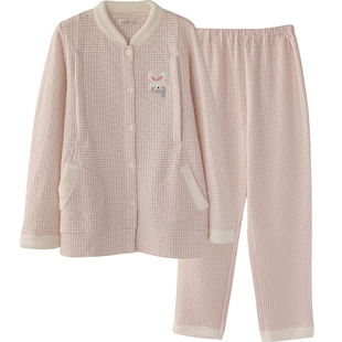 富朵秋冬空气棉孕产妇睡衣刺绣月子服夹棉产后哺乳衣怀孕期家居服