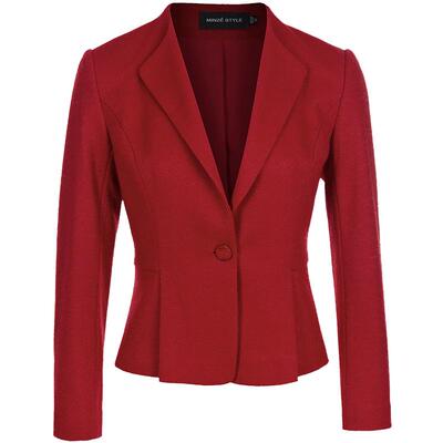 名师路羊毛西装外套秋冬红色短款