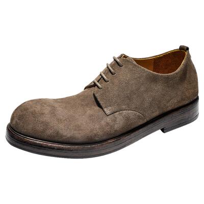 钧博男士手工石洗马皮德比鞋