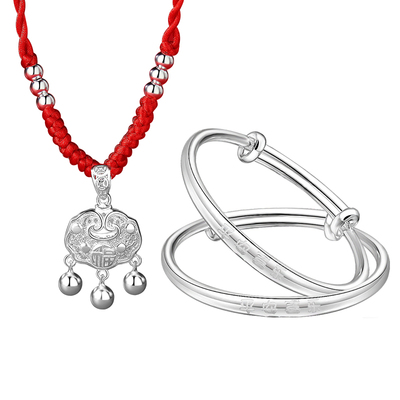 平安喜乐手镯套装宝宝满月礼物