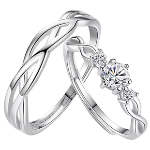情侣戒指999纯银一对学生党男女情侣对戒小众高级感情人节礼物