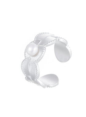 梵灵天然珍珠银边露珠戒指开口戒