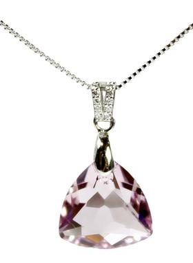 紫水晶短款吊坠纯银项链气质女
