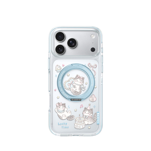 ZHIZHE×猫咪生日会适用iPhone17Promax手机壳新款ip15磁吸带支架Go8苹果16Pro保护套支点透明高级感13pm女