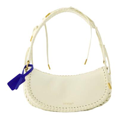 OFF WHITE Edge Weaving Shoulder Bag 米色光面牛皮手提包单肩包