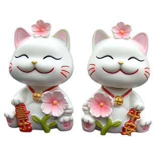 2025新款可爱摇头招财猫汽车摆件车载车内饰品创意车上中控台装饰