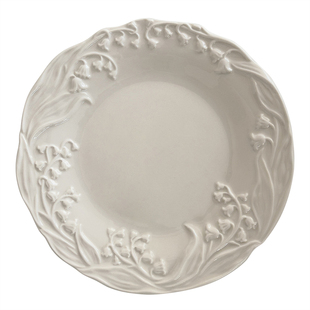 喝彩生活ins细语铃兰花陶瓷盘温柔高级法式浮雕8寸简餐点心甜品盘