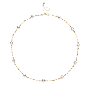 GiO珠宝 18K金仙女链Akoya海水珍珠满天星项链女颈饰锁骨链爆闪链