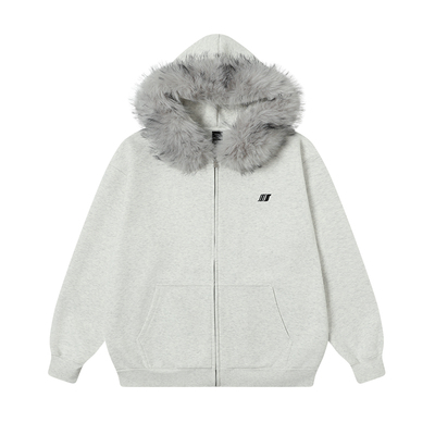 丛林老虎潮牌可拆卸毛领连帽卫衣