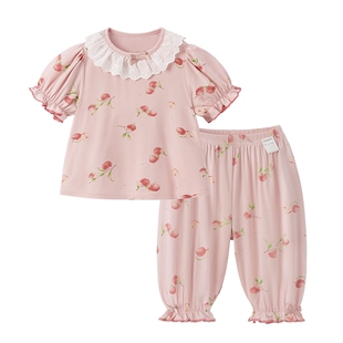 [7A抗菌]女童家居服套装夏季宝宝洋气两件套小童夏装睡衣女款儿童