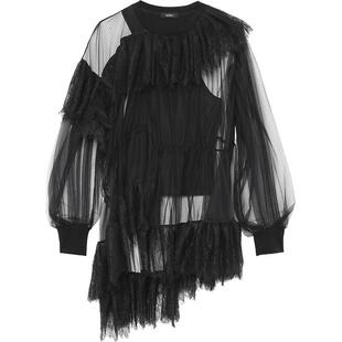 IT GOEN.J女装宽松薄纱上衣新品优雅别致蕾丝拼接透视罩衫SST13XK