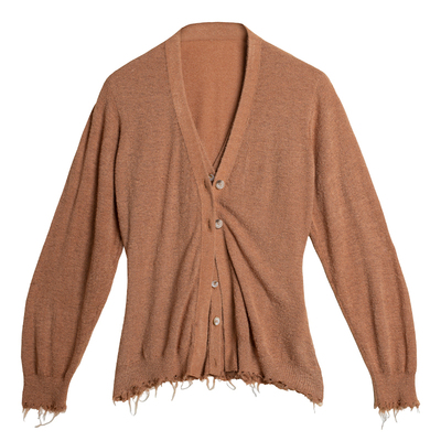 柞蚕丝小肌理V领针织开衫