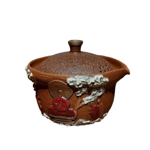 敦煌手绘无相佛粗陶茶杯二才盖碗家用高端功夫泡茶器110ml