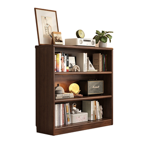 全实木书架落地置物架儿童矮书柜一体靠墙收纳柜客厅储物柜格子柜