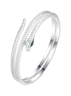 蛇形银手镯女999.9生肖蛇