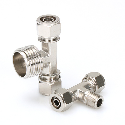 PB快拧接头三通螺纹压铸正三通外螺纹气管快拧管681012mm1234分