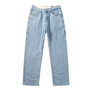 STC 美式复古街头滑板bboy宽松直筒经典嘻哈90s街舞百搭牛仔长裤