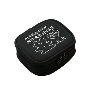 韩国ICONIC可爱卡通刺绣猫咪化妆包杂物收纳包拉链随身包便携ins