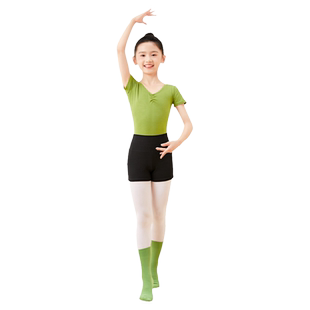 儿童舞蹈服女童夏季短袖短裤毛衣套装练功服连体服形体考级芭蕾服