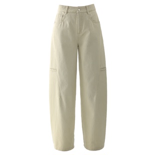 卡其色牛仔裤工装裤女款2026新款春季裤子直筒裤弯刀裤窄版阔腿裤