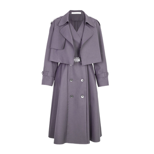 婉甸2025年秋季新品深岩石灰两件套优雅中长款风衣外套1243B05DM4