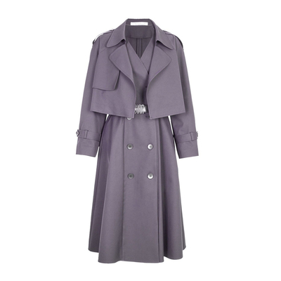 婉甸2025年秋季新品深岩石灰两件套优雅中长款风衣外套1243B05DM4