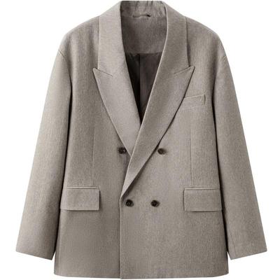 gxg.jeans男装  棕色简约休闲通勤双排扣西服外套男 25年春秋款