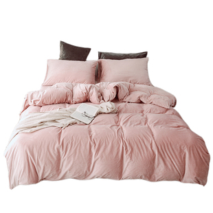 秋冬天鹅绒四件套加厚保暖珊瑚绒法莱短毛双面绒磨毛被套床单